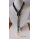 Lariat czarno-beżowy