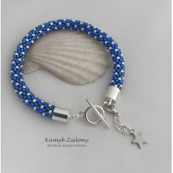 Bransoletka niebieska-srebrna ze świąteczną zawieszką