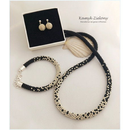 Komplet biżuterii czarno-srebrny