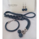 Komplet lariat, bransoletka i kolczyki - hematytowe