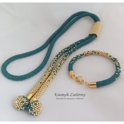 Komplet szmaragdowo-złoty