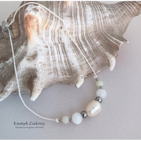 Bransoletka z perłą i morganitem