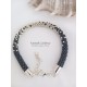 Szaro-srebrny komplet - naszyjnik z opaską, bransoletka, kolczyki