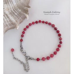 Jaspis cesarski, jadeit - bransoletka z kamieni naturalnych - wykończenia ze stali szlachetnej