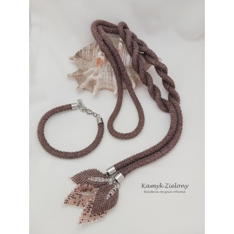 Komplet lariat i bransoletka - wykończenia ze stali chirurgicznej