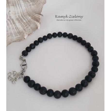 Lawa wulkaniczna - męska bransoletka z kamieni naturalnych