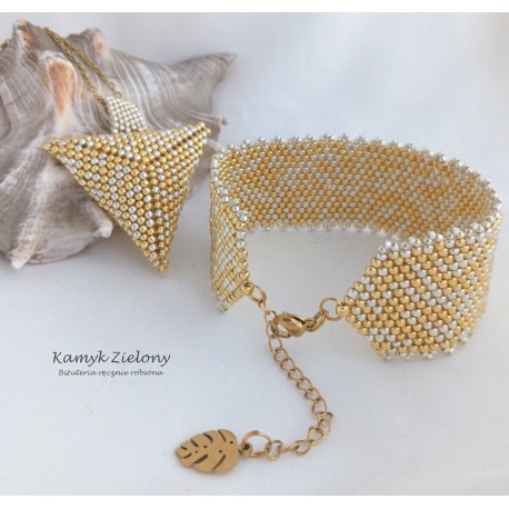 Komplet "marmurkowy" bransoletka i zawieszka na łańcuszku