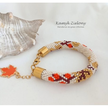 Bransoletka w jesienne listki - wykończenia ze stali chirurgicznej