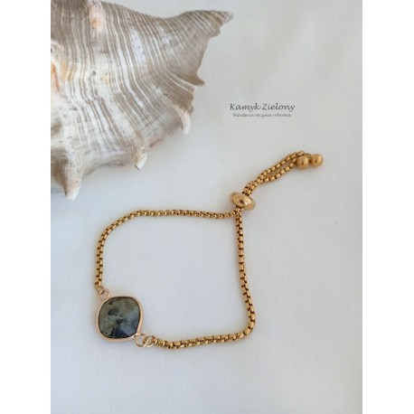 Stalowa bransoletka z labradorytem