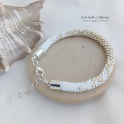 Biało-srebrna bransoletka z kryształkiem