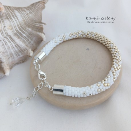 Biało-srebrna bransoletka z kryształkiem