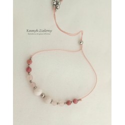 Opal, kwarc różowy, rodonit - bransoletka z kamieni naturalnych