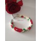 Komplet  - naszyjnik i bransoletka w czerwone róże