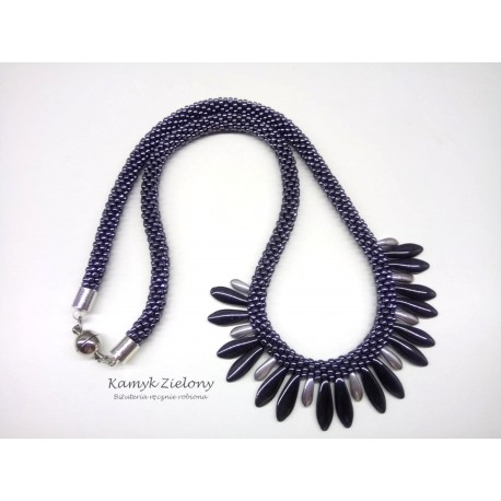 Naszyjnik hematytowo-srebrny