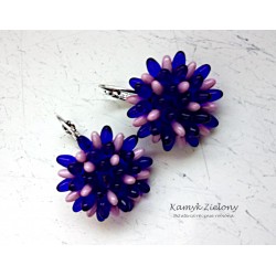 Kolczyki granatowo-różowe