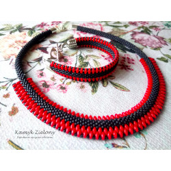 Komplet granatowo-czerwony