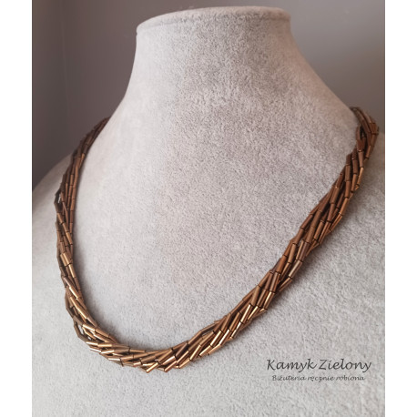 Naszyjnik z brązowo-złotawych koralików
